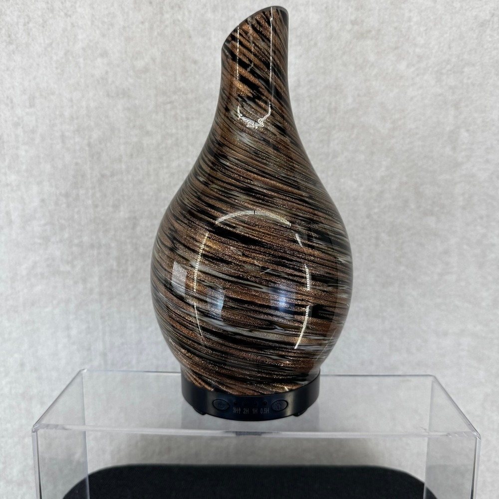 Equsupro Glass Essential Oil Diffuser Brown Gold Glitter Mister NEW open box